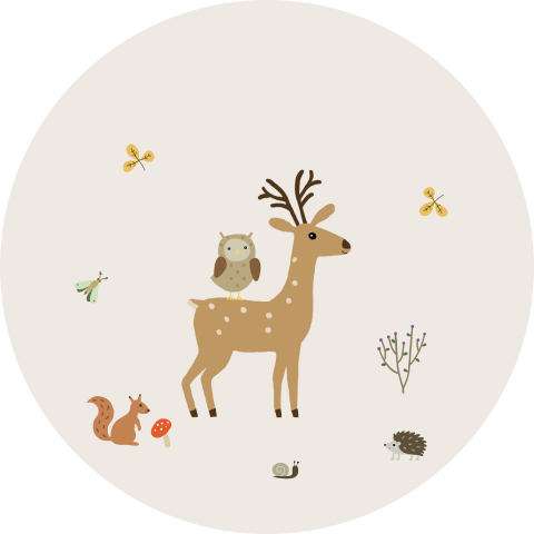 Beige neutraal sluitsticker met bosdieren 