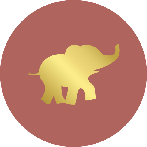 Terraroze sluitsticker met gouden olifant