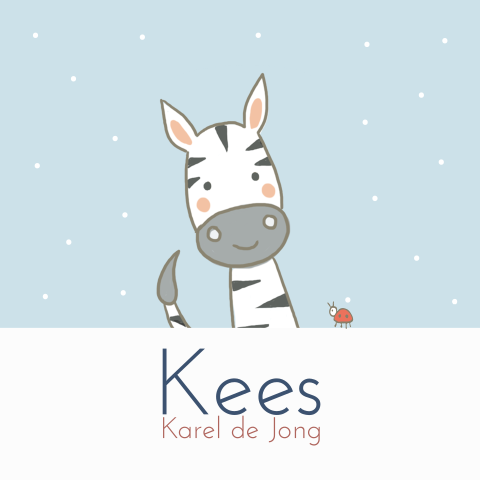 Zebra geboortekaartje jongen lief getekend