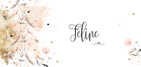 Geboortekaartje hip meisje met roze paardenbloemen