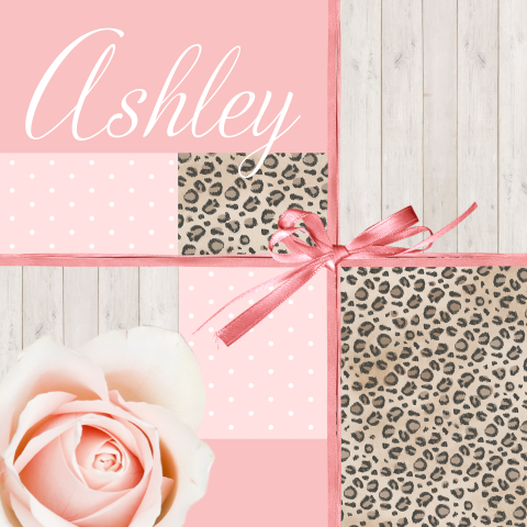 Romantisch geboortekaartje met panterprint en roos