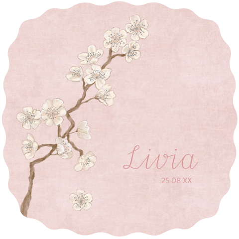 Lief geboortekaartje stans golvende rand jasmijntak