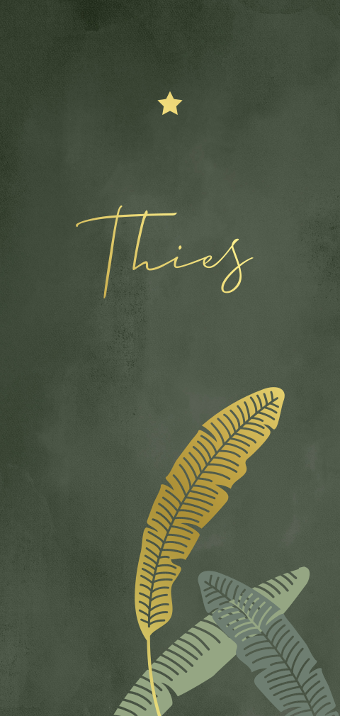 Babykaartje jongen met groen jungle blad