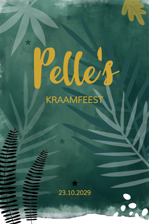 Kraam feest uitnodiging groen jungle thema