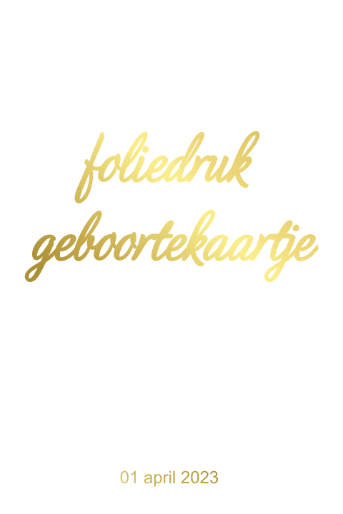 Blanco dubbel staand geboortekaartje foliedruk enkelzijdig