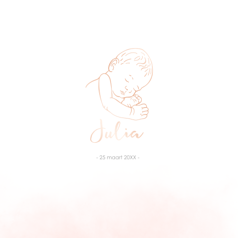 Geboortekaartje meisje baby rosé folie