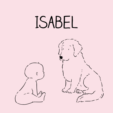 Lief geboortekaartje voor een meisje met golden retriever