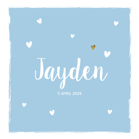 Lief babykaartje jongen blauw met hartjes