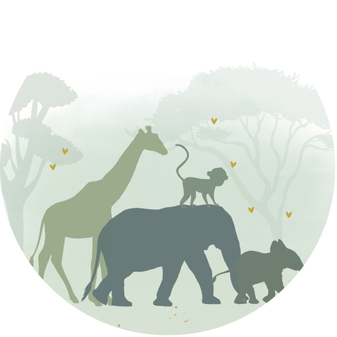 Muursticker groen met jungledieren