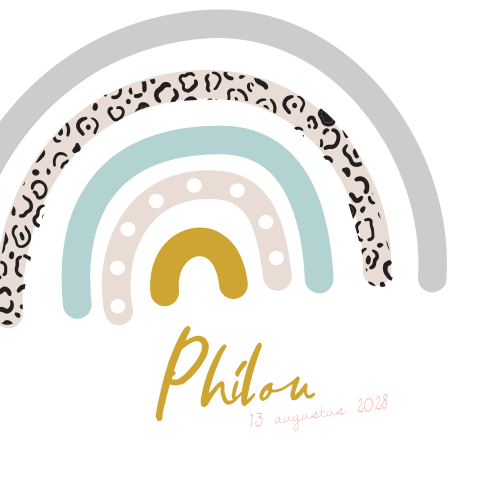 Lief baby kaartje meisje met regenboog