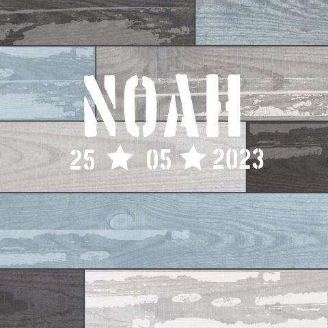 Geboortekaartje stoer hout voor jongen