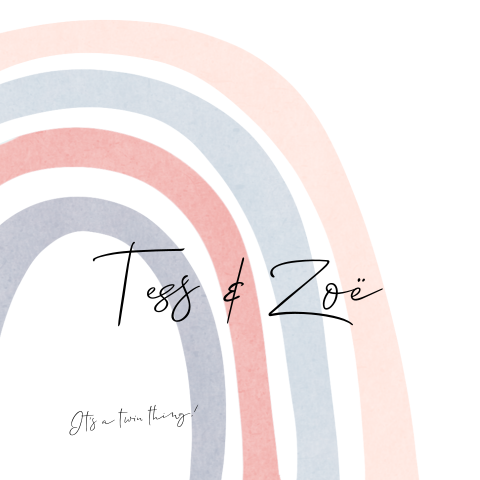 Regenboog meisjes tweeling geboortekaartje