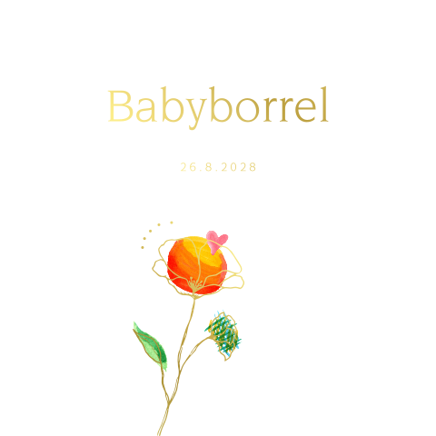 Babyborrel uitnodiging voor een meisje met bloem