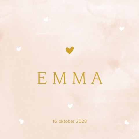 Lief geboorte kaartje meisje roze waterverf en hartjes