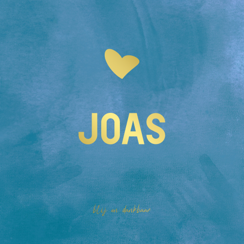 Geboortekaartje blauw velvet look en goudfolie