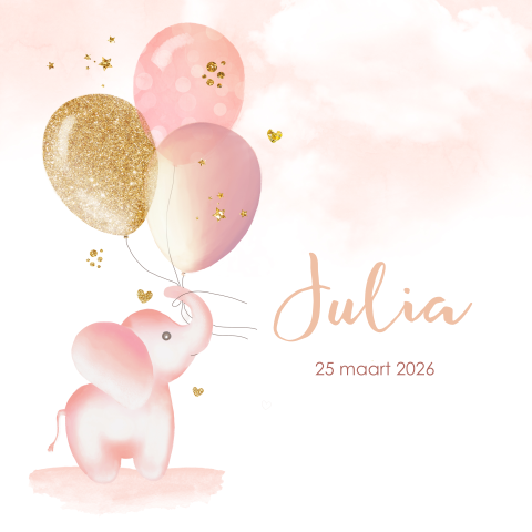 Tuinbord vierkant met olifant en ballonnen