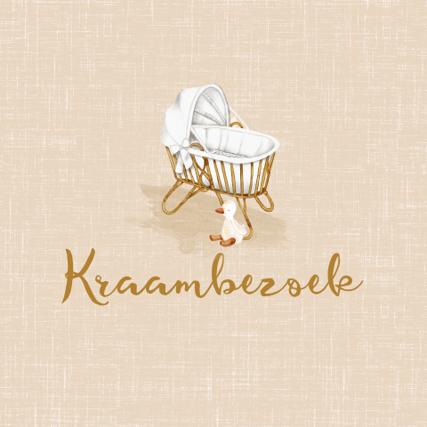 Zachtroze kraamborrelkaartje met een wiegje