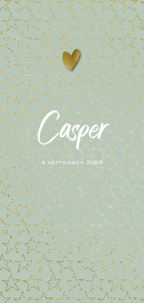 Mint groen geboorte kaartje jongen met sterren