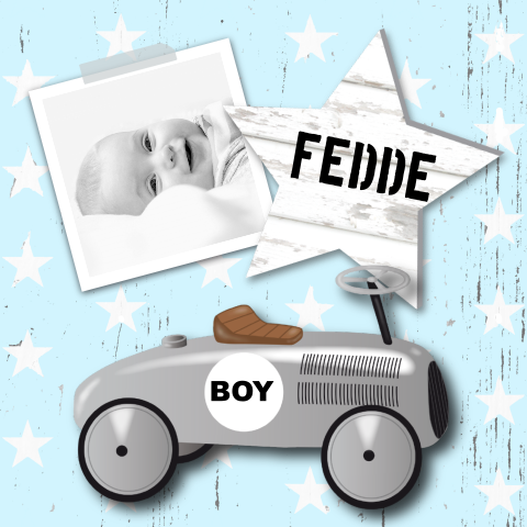 Hip kaartje voor jongen met retro auto