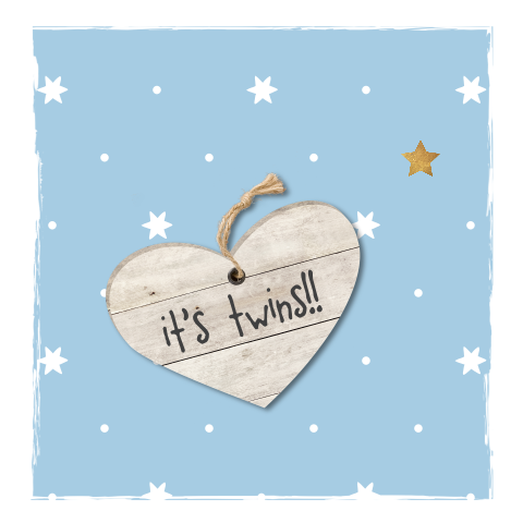 Lief blauw met wit geboortekaartje jongen tweeling