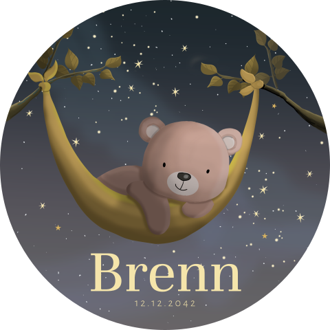 Sticker winterliefde unisex beertje met sterren in hangmat