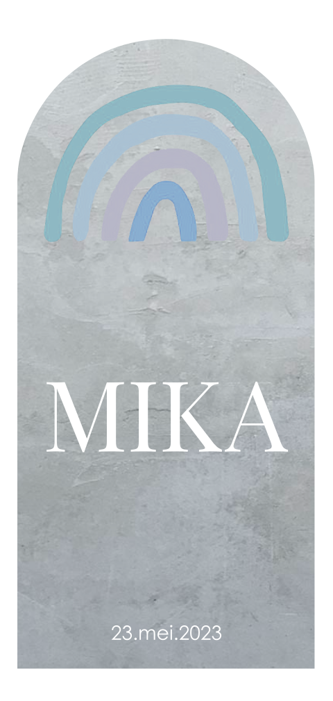 Boogvorm geboortekaartje jongen regenboog