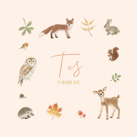 Geboortekaartje meisje bosdieren