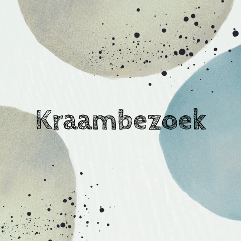 Een kraamborrelkaartje met verschillende kleuren circels