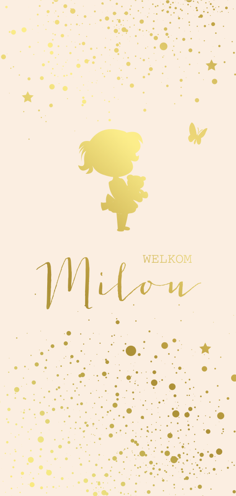 Geboortekaartje meisje met silhouet en foliedruk