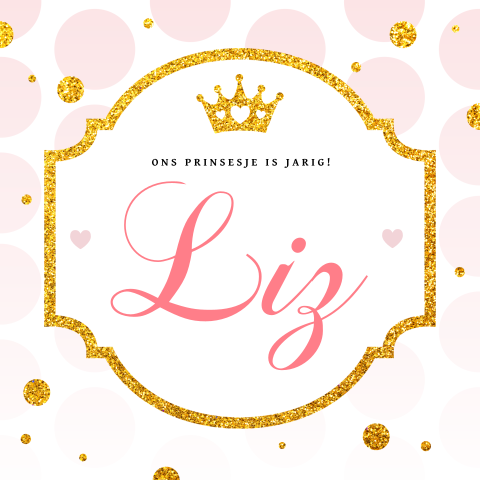 Lieve uitnodiging voor een prinses met goud en stippen