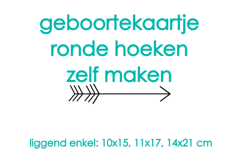 Enkel liggend geboortekaartje met Ronde hoeken