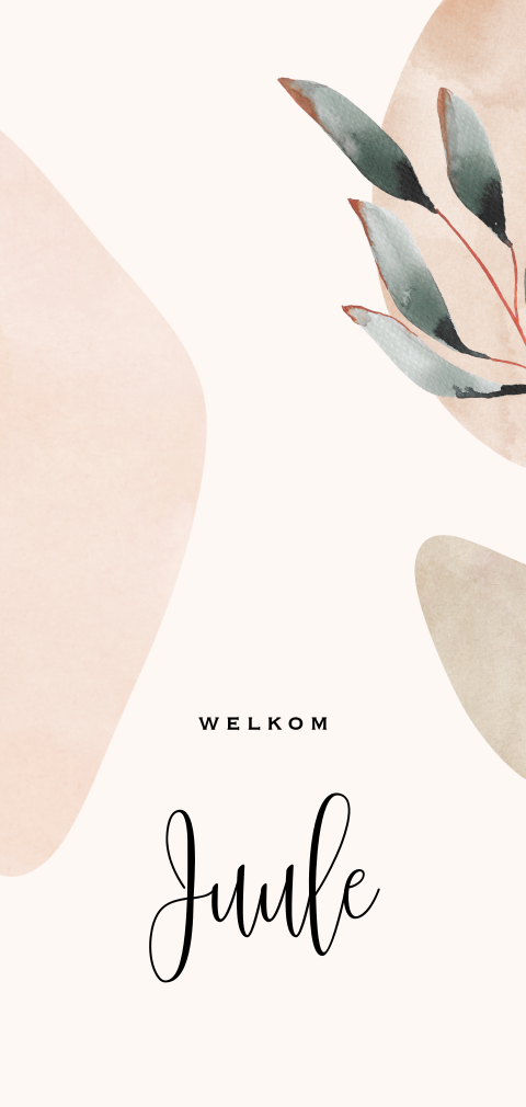 Botanisch geboortekaartje meisje met takjes