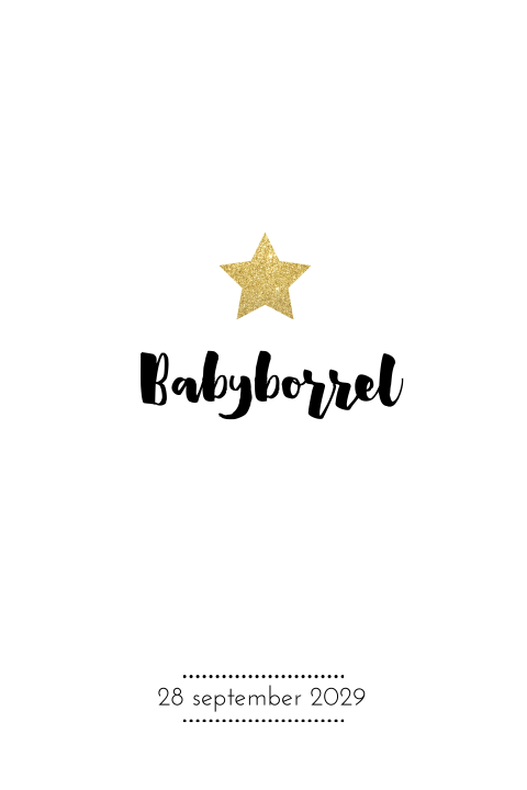 Clean kraam feest kaartje met goud look ster