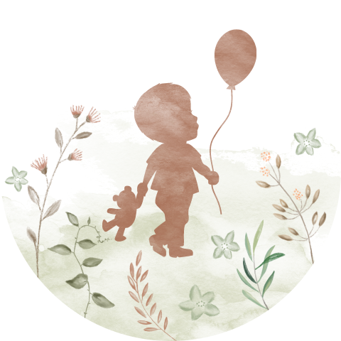 Sluitsticker waterverf silhouet jongen en blaadjes