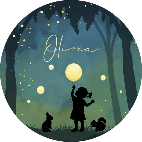 Sticker winterliefde met silhouet van meisje in het bos