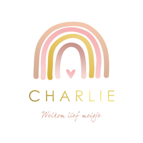Geboortekaartje baby meisje regenboog