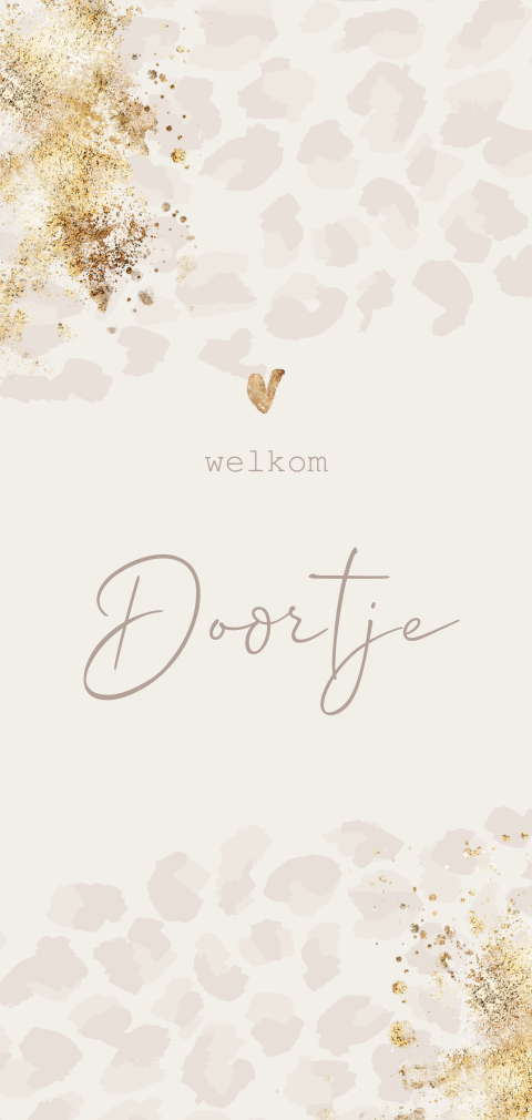 Modern panter patroon babykaartje met goud look
