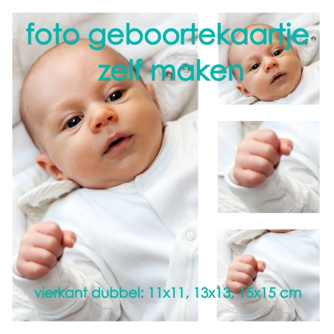 Enkel vierkant foto geboortekaartje ontwerpen