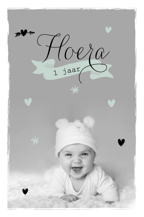 Lieve hippe foto uitnodiging jongen 1ste verjaardag