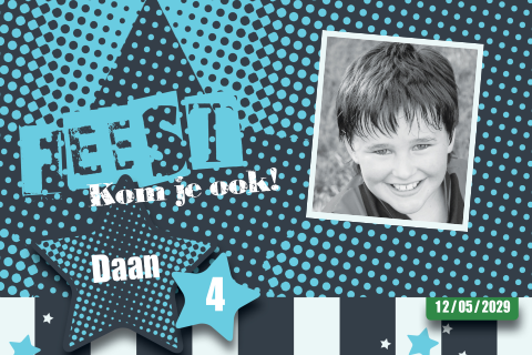 Stoere foto uitnodiging 4e verjaardag jongen