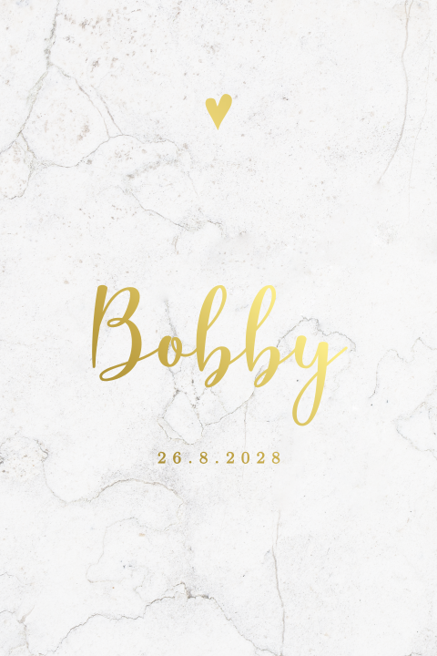 Hip marmerlook geboortekaartje jongen