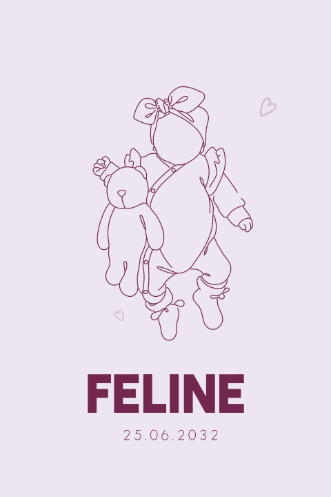 Schattig geboortekaartje voor meisje met teddybeer