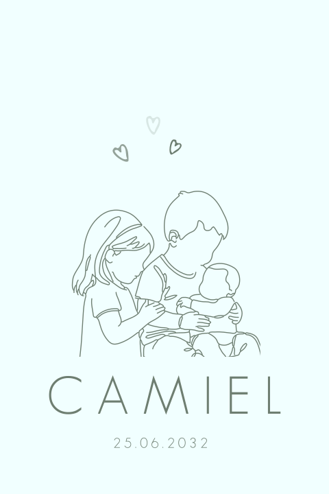 Geboortekaartje jongen derde kindje met grote broer en zus