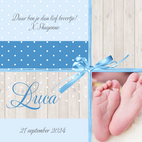 Klassiek geboortekaartje - Strikje en voetjes