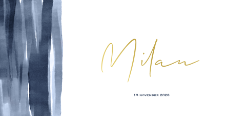 Hip kaartje geboorte zoon met blauwe verfstreep