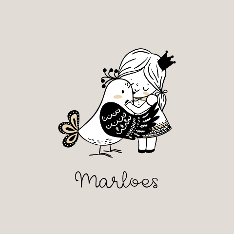 Baby kaartje lief voor een meisje met vogel en kindje