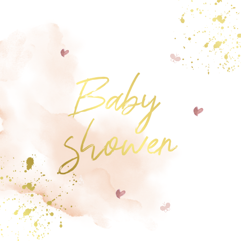 Babyshower uitnodiging roze met invulkaart