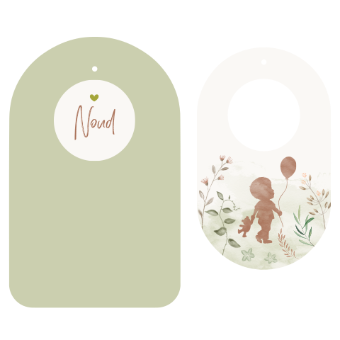 Twee-delig geboortekaartje jongen watercolour silhouet