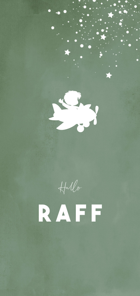 Silhouet geboortekaartje jongen vliegtuig