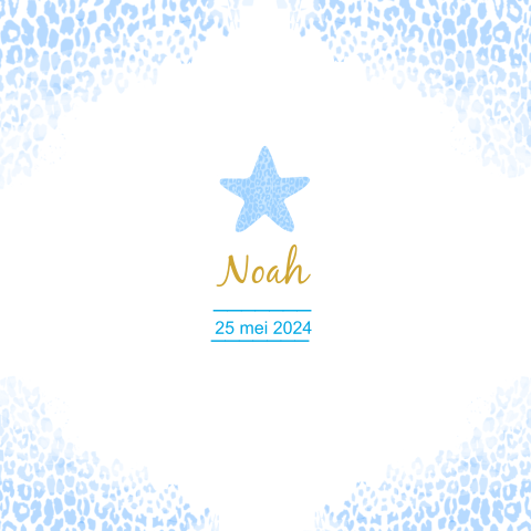 Geboortekaartje panterprint ster voor een jongen